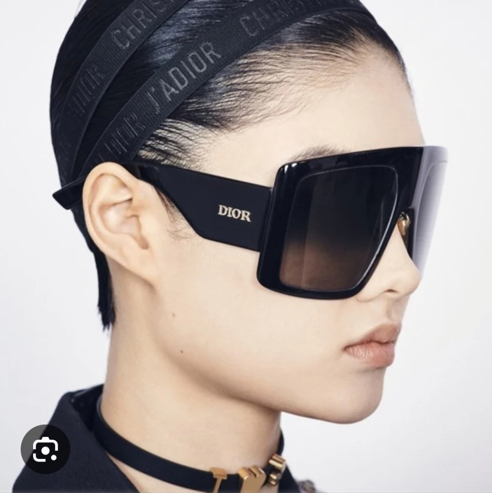 Designer Logo Black Square Sunglasses
